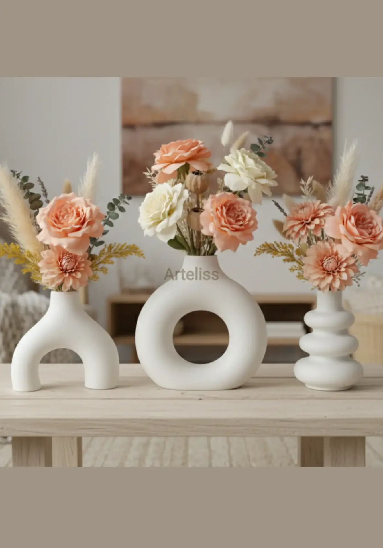 Üçlü Nordic Pampas Vazo Seti