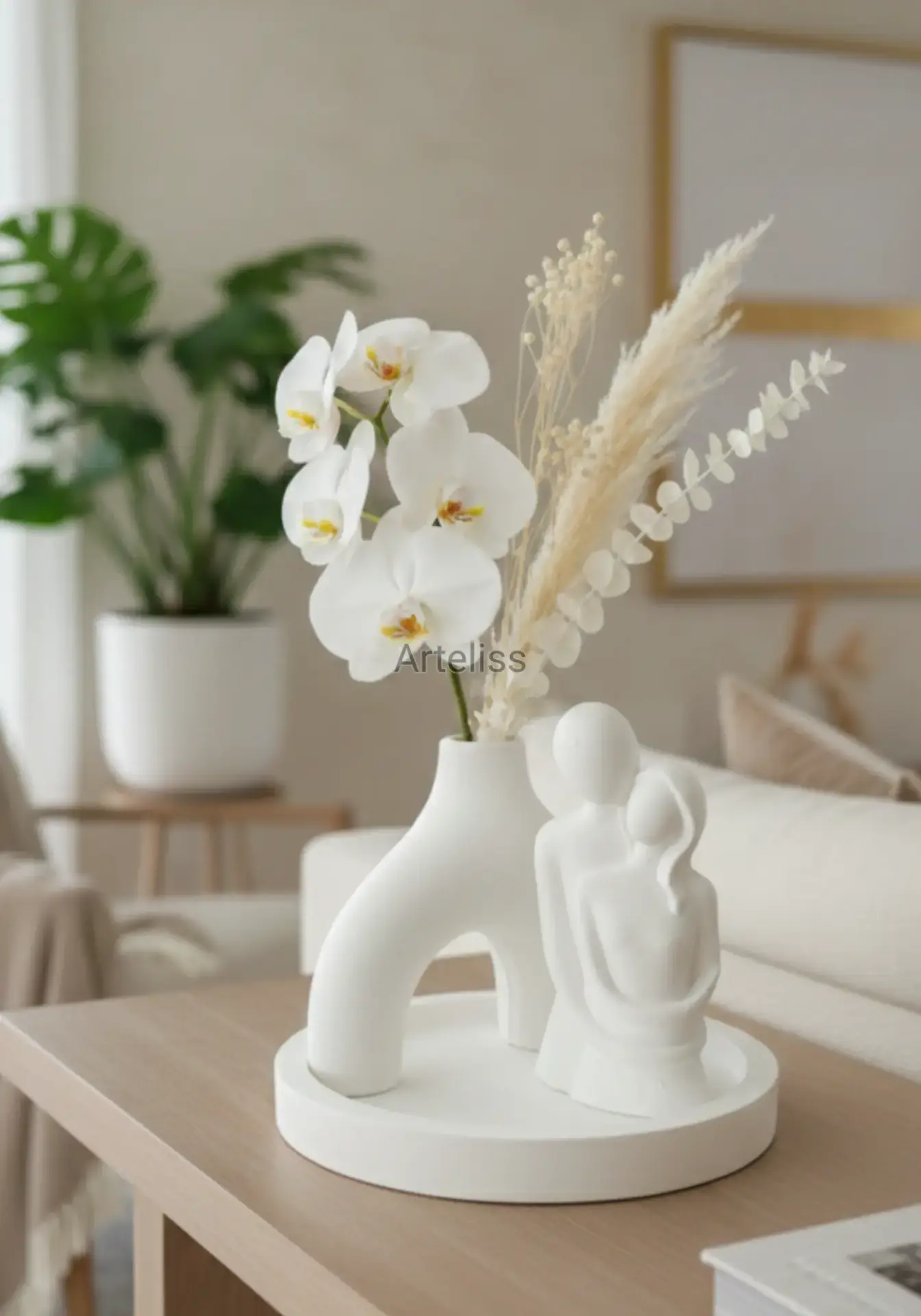 Sunum Tepsili Romantik Vazo Çift Midi Dekor Seti