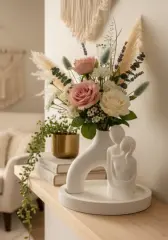 Sunum Tepsili Romantik Vazo Çift Midi Dekor Seti