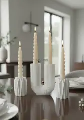 Dekoratif Geometrik Şamdan Mumluk Seti