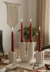 Dekoratif Geometrik Şamdan Mumluk Seti