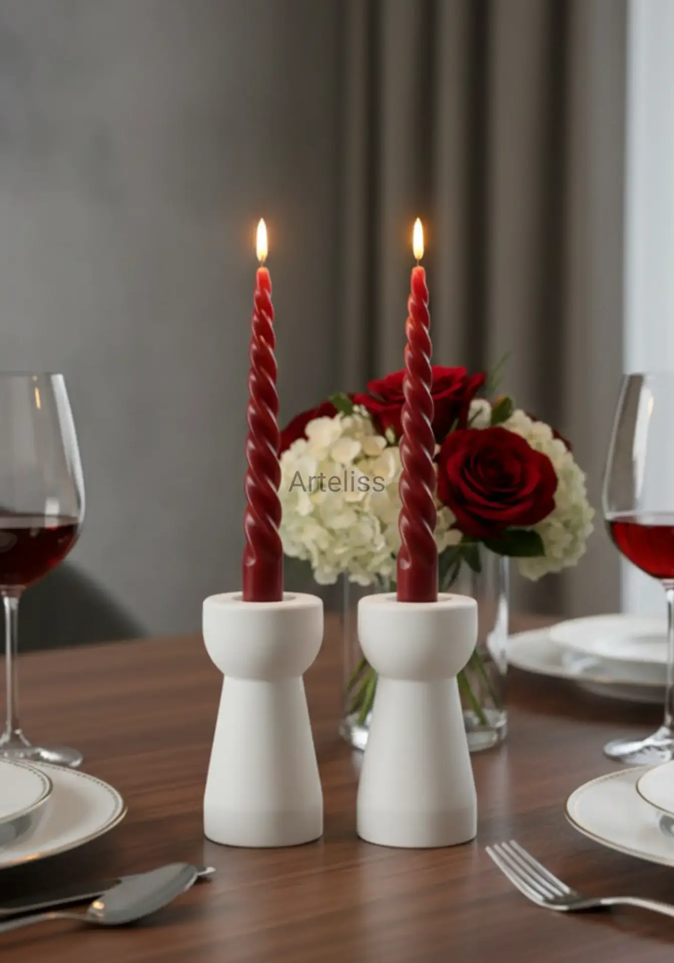 Minimal Tasarım İkili Şamdan Mumluk Seti