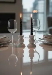 Dalgalı Form İkili Şamdan Mumluk Seti