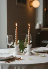 Dalgalı Form İkili Şamdan Mumluk Seti