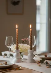 Dalgalı Form İkili Şamdan Mumluk Seti