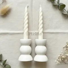 Dalgalı Form İkili Şamdan Mumluk Seti