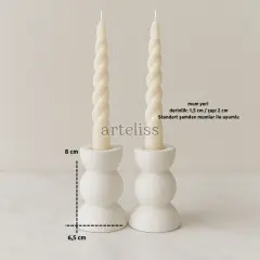 Dalgalı Form İkili Şamdan Mumluk Seti