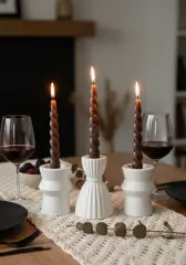 Avrupa Tasarım Mumluk Üçlü Şamdan Seti