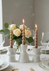 Avrupa Tasarım Mumluk Üçlü Şamdan Seti