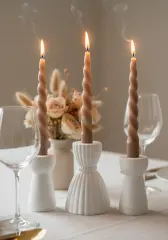 Minimal Tasarım Mumluk Üçlü Şamdan Seti