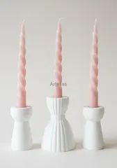 Minimal Tasarım Mumluk Üçlü Şamdan Seti