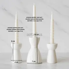 Minimal Tasarım Mumluk Üçlü Şamdan Seti