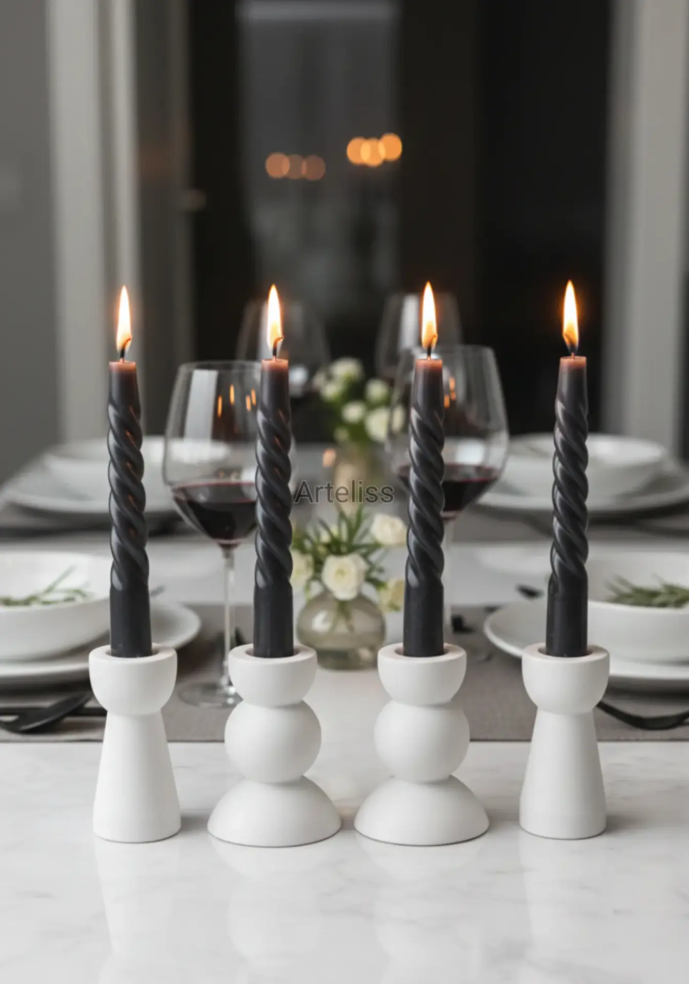 Avrupa Tasarım Mumluk Dörtlü Şamdan Seti