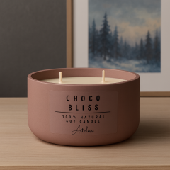 Çikolata Kokulu Mum | Dekoratif Yuvarlak Form Çift Fitilli Mum | Choco Bliss