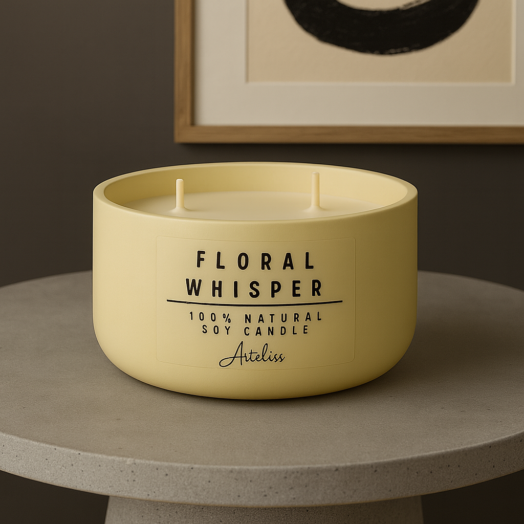 Hanımeli Çiçeği Kokulu Mum | Dekoratif Yuvarlak Form Çift Fitilli Mum | Floral Whisper