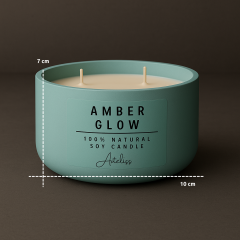 Amber Kokulu Mum | Dekoratif Yuvarlak Form Çift Fitilli Mum | Amber Glow
