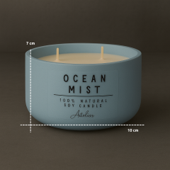Okyanus Kokulu Mum | Dekoratif Yuvarlak Form Çift Fitilli Mum | Ocean Mist