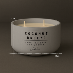 Hindistan Cevizi Kokulu Mum | Dekoratif Yuvarlak Form Çift Fitilli Mum | Coconut Breeze