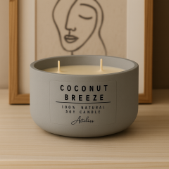 Hindistan Cevizi Kokulu Mum | Dekoratif Yuvarlak Form Çift Fitilli Mum | Coconut Breeze