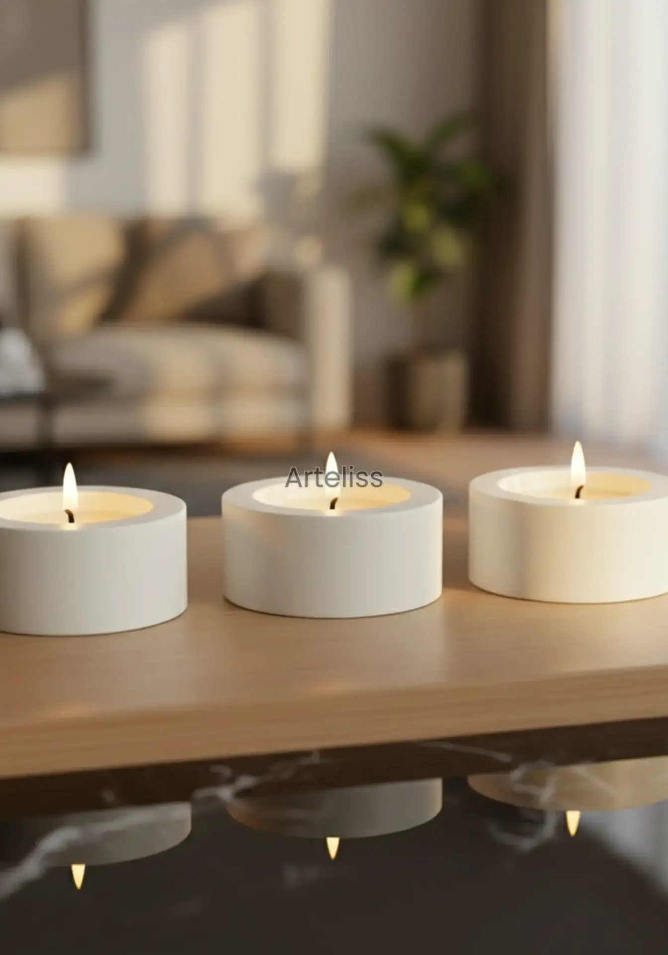 Minimal Üçlü Yuvarlak Tealight Set
