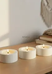 Minimal Üçlü Yuvarlak Tealight Set