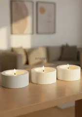 Minimal Üçlü Yuvarlak Tealight Set