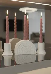 Kalpli ve Mini Mumluk Üçlü Şamdan Set