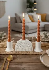 Kalpli ve Mini Mumluk Üçlü Şamdan Set