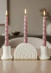 Kalpli ve Mini Mumluk Üçlü Şamdan Set