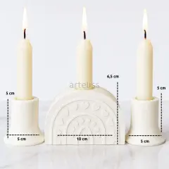 Kalpli ve Mini Mumluk Üçlü Şamdan Set