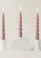 Kalpli ve Mini Mumluk Üçlü Şamdan Set