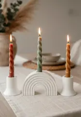 Gökkuşağı ve Mini Mumluk Üçlü Şamdan Set