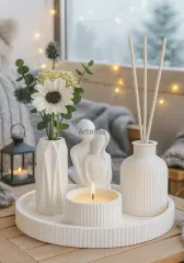 Lavantalı Oda Kokusu Sunum Tepsili Dekoratif Set