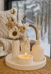Lavantalı Oda Kokusu Sunum Tepsili Dekoratif Set