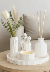 Lavantalı Oda Kokusu Sunum Tepsili Dekoratif Set