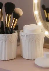 İkili Çiçek Desenli Kapaklı Kavanoz Organizer