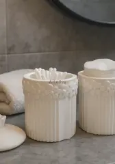 İkili Çiçek Desenli Kapaklı Kavanoz Organizer