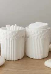 İkili Çiçek Desenli Kapaklı Kavanoz Organizer