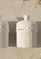 İkili Çiçek Desenli Kapaklı Kavanoz Organizer