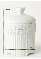 İkili Çiçek Desenli Kapaklı Kavanoz Organizer