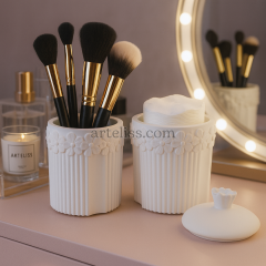 Kapaklı Organizer Çiçekli Kavanoz Çok Amaçlı Kullanım İkili Set